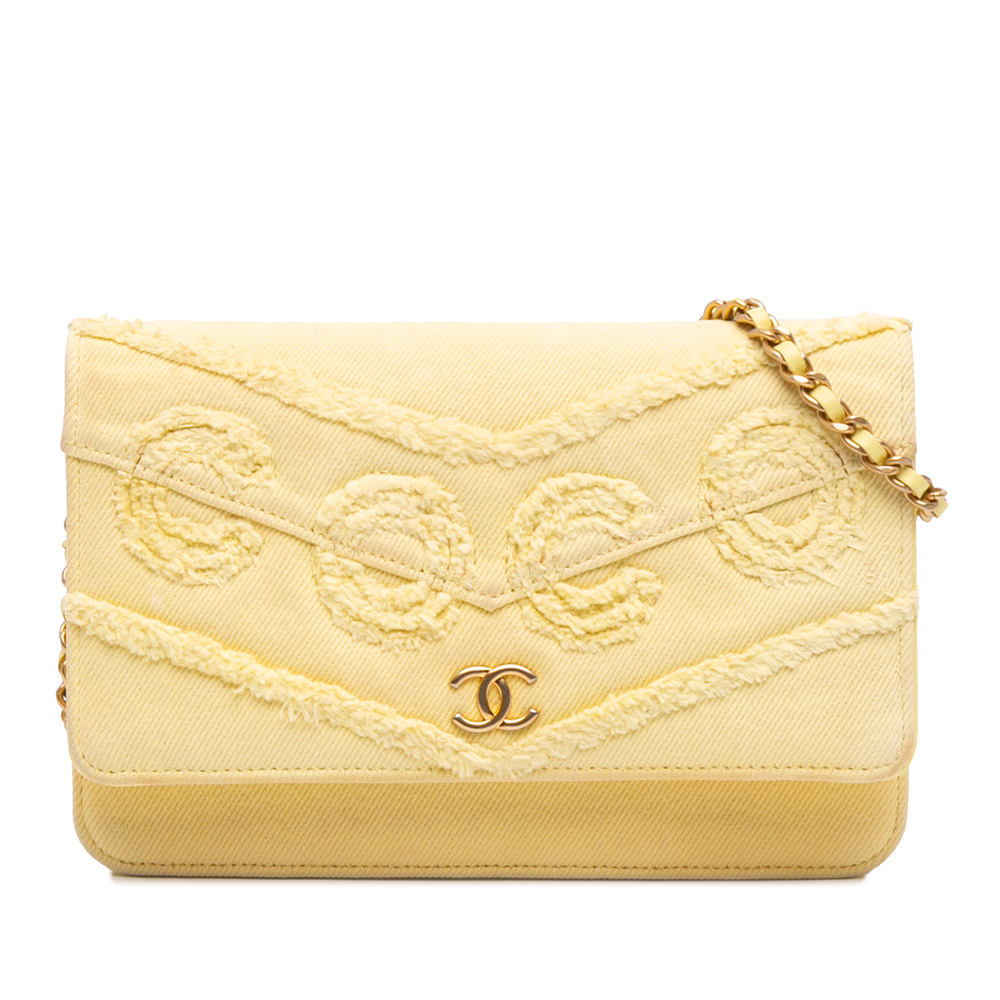 Pre-Loved Chanel Denim Fringe Coco Wallet On Chain